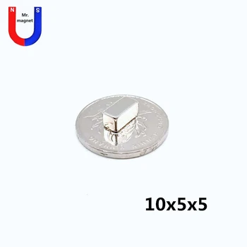 100vnt 10x5x5 stiprus magnetas 10 * 5 * 5 mm, stačiakampis lakštas nuolatiniai magnetai 10*5*5 retųjų žemės Magnetinių medžiagų neodimio magnetas