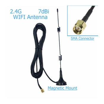 1PCS Wi-fi, WLAN, 5 X Diapazonas Stiprintuvas SMA 2.4 GHz 7DBI Belaidžio ryšio Anteną, Plėstuvas + Base 