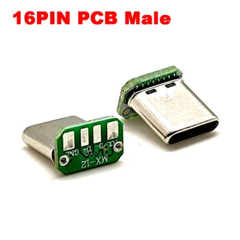 2-10vnt USB 3.1 C tipo vyrų vertikalus pleistras valdybos 16pin duomenų juostos PCB USB juosta valdybos vyrų galvos USB C jungtis