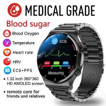 2023 Naujų Sveikatos EKG+PPG Kraujo Gliukozės Smart Watch Vyrai Visiškai Jutiklinis Ekranas Širdies ritmo Laikrodžiai IP68 Vandeniui SmartWatch Už 