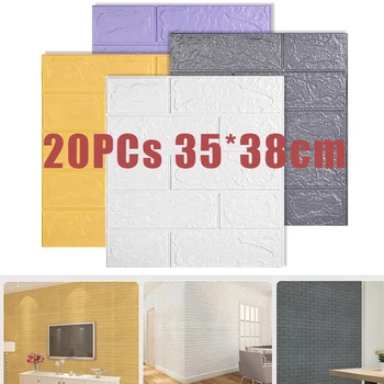 20pcs 3D WallSticker Plytų Modelis Tapetai Kambarį, Miegamąjį, TV Vinilo Sienos Dekoro Lipni papel pintado de sumalti