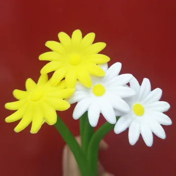 48PCS Animacinių filmų Mažai Daisy Silicio Gelio Rašiklis Mielas Modeliavimas Augalas Chrysanthemum Neutralus Pen Raštinės reikmenys Kawaii Mokyklos Reikmenys