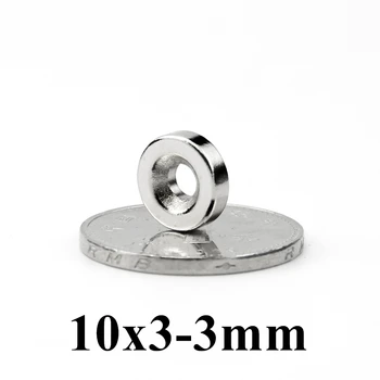 500pcs 10x3mm Skylė: 3mm Super Stiprus Apvalus Neodimio Įsprausti Žiedo Magnetus N35 Neodimio Magnetas