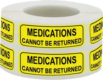 500Pcs Fluorescencinė Geltona Vaistų Negalima Grąžinti Lipdukai Vaistus Instrukcija Etiketės 1/2*1.5 Cm