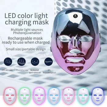 7 Spalvų LED Veido Kaukė USB Mokestis Fotonų Terapija, Odos Atjauninimas Kovos su Spuogų, Raukšlių Šalinimas, Odos Balinimo Prietaisas
