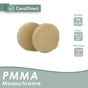 Ceradirect Nespalvoti PMMA Blokuoti Zirkon zahn (95mm)-16mm（5vnt）--už dantų lab CAD/CAM