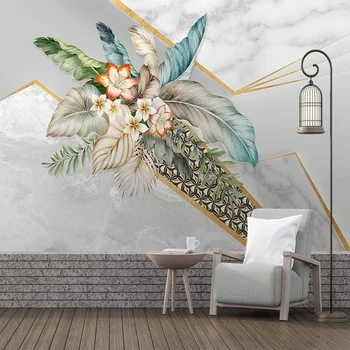 Custom 3D Sienų Tapetai Miegamajame Sienos Prabangos Stiliaus tapetų Rankomis Dažyti Lapai, Gėlės, Sienų Tapyba Namų Tobulinimas