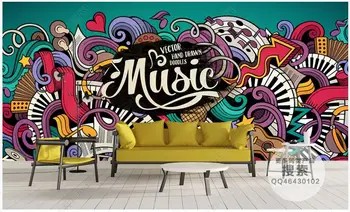 Custom freskos ant sienų, 3d foto tapetų Spalvą, grafiti, šiuolaikinės muzikos namų dekoro kambarį tapetų sienos, 3 d ritininis