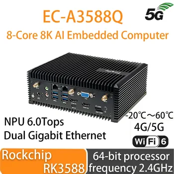 EB-A3588Q PC Kompiuteris RK3588 Octa-Core 8K AI Pagrindinės plokštės NPU 6.0 Viršūnes Kompiuterija Paremti Kelis standžiuosius Diskus Gigabit Ethernet 4G/5G