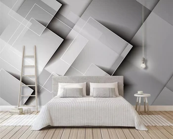 Individualizuotos fono paveikslėlį freskomis geometrinis gradientas aikštėje pilka sienos popieriaus namų puošybai iškilumo lipnios medžiagos 3d tapetai
