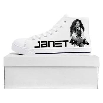Janet Jackson Aktorius, Dainininkas Aukšto Viršų Advanced Sportbačiai Paauglys Vyrai Moterų Užsakymą Batų Drobė Sneaker Kasdienių Pora Batų