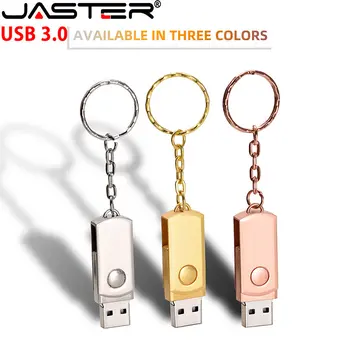 JASTER Nerūdijančio plieno USB Flash Drive USB 3.0 Portable Pen Ratai su Key Chain 64GB 32GB 16GB 8GB 4GB 128GB Atminties kortelė