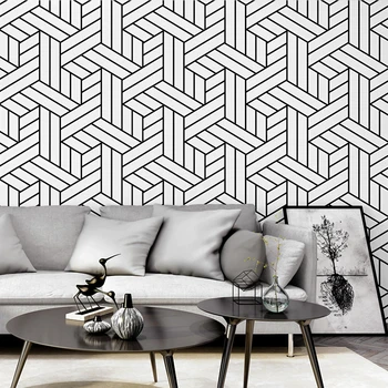 Juodos Ir Baltos Spalvos Pledas Geometrinis Miegamojo Kambarį Šiuolaikinės Minimalistinės Mados Papel De Parede Šiaurės Šalių Sienos Popieriaus