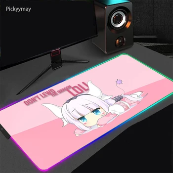 Kanna Anime Mergina Pelės Mygtukai PC Gamer Kompiuterio RGB LED Klaviatūra, Pelė, Kilimėlis XXL Šviesos Didelis Žaidimų Kilimėlis Kawaii Rožinė Stalo Patiesalai
