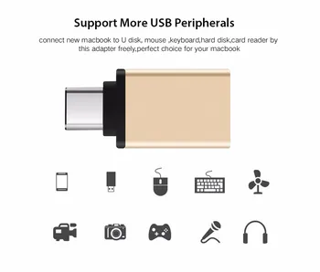 Karšto USB-C USB Adapterį VR Mac USB3.1 C Tipo Male Į USB 3.0 Moterų Adapteris Skirtas Apple Konverteris Didmeninė Gold & Silver