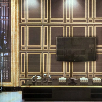 Kinijos Klasikinės Tapetai Imitacijos, Medžio Drožyba Geometrinis Tapetai Kambarį Tyrimą, Prieškambario Tv Foną, Sienų Danga