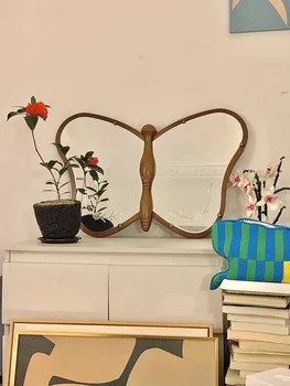 Kinijos senovinė medžio masyvo drugelis veidrodis prancūzų romantikų naujas Kinijos ranka raižyti veranda kabo veidrodis