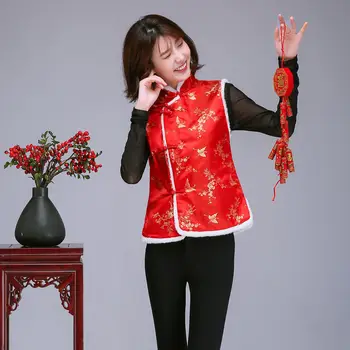 Kinų Stiliaus Viršaus į Kiniją Naujųjų Metų Tradicinių Drabužių 16Colour Moterų Tango Kostiumas Suaugusiųjų Žiemos Medvilnės Kailis Storas Hanfu Liemenė