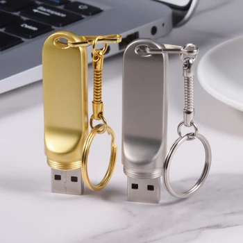 Kūrybos Metalo Dovanos, USB 2.0 Flash Drive Nemokamai Logotipą Pen Ratai Aukso Nekilnojamojo Talpos 