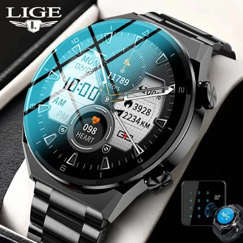 LIGE Smart Watch Vyrų 2022 Verslo AMOLED 454*454 HD Ekraną, NFC 320mAh Vandeniui Smartwatch Vyrai 