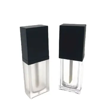 Lipgloss Vamzdžiai 8ML Kvadratinė Šalčio Daugkartiniai Butelis Matinis Juodas Dangtelis Kosmetikos Pakuotės Tuščias Lūpų Glazūra Skysti Lūpų dažai Vamzdis