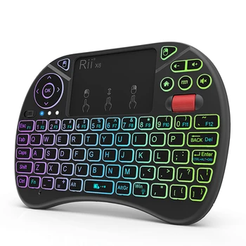 Mini klaviatūra Rii X8 2.4 GHz Wireless keyboard su Touchpad Apšvietimu PC/Android TV box 