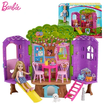 Originalias Barbie Klubas Chelsa Lėlės ir Aksesuarai Princesė Kūdikių Lėlės, Žaislai Vaikams, Gyvūnėliams, Laisvalaikio Medžio Namas Mergaičių Žaislas Dovanų Rinkinys