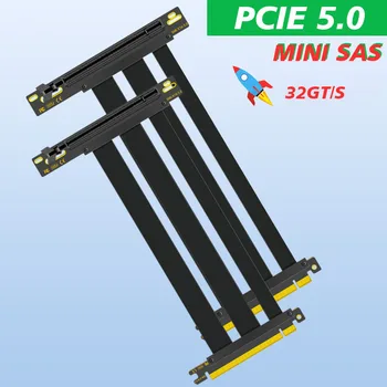 PCI-E 5.0 Pratęsimo X16 Suderinama Mini SAS 90 Laipsnių Lizdo Jungtis PCIe 5 visos Pin Signalas Jungiamojo GEN 5 Lanksčios Alkūnės Kabelis