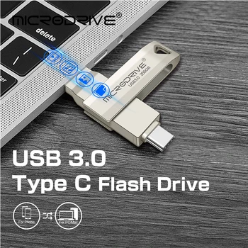 Pen Ratai Tipas-C 128GB USB 3.0 Flash Diskai 64GB USB 256 gb Memory Stick 64/128/256 gb Klavišą 