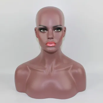 Plus Size Afrikos Amerikos Firberglass Moterų Manekeno Galvos Modelį su Pečių už Perukas Ekranas