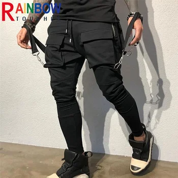 Rainbowtouches Sporto Vyrų Ruožas Pėdkelnės, Prakaitas Sugeriančios Ir Orui Fitneso Atsitiktinis Multi Pocket Susiuvimo Krovinių Pants Mens