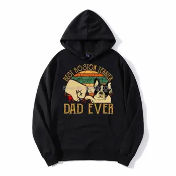 Retro Vintage Geriausias Bostono Terjeras Tėtis Kada Nors Hoodie Vyrų Unisex Gobtuvu Palaidinukė Hip-Hop Negabaritinių Sweter Harajuku Streetwear