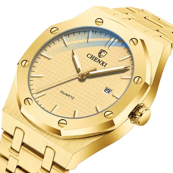 Royal Gold Laikrodžiai Vyrams, Vandeniui 3ATM Klasikinis Mados Verslo Prabangūs vyriški Kvarcinis Laikrodis Nerūdijančio Plieno Dovana Laikrodis CHENXI