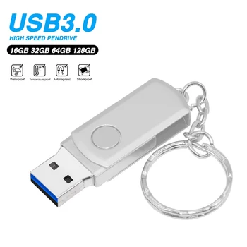 USB 3.0 Flash U Disko Pendrive USB128GB 64GB 32GB 8GB 16GB Mini Klavišą Pendrive Su keychain Flash Drive, Memory Stick, Skirtą Kompiuterį