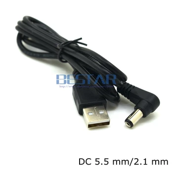 USB 5,5 mm/2.1 mm, 5 Voltų DC Barelį Jack Energijos įkrovimo Kabelis 1m 3ft Alkūnę stačiu Kampu Dizainas