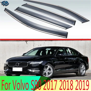Volvo S90 2017 2018 2019 Plastiko Išorė Skydelis Ventiliacijos Langą Atspalvių Saulės, Lietaus Apsaugas, Reflektoriai 4pcs